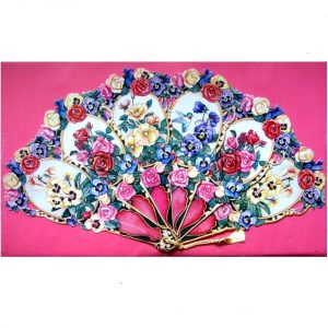 5710 0011 Victorian Fan with Roses.